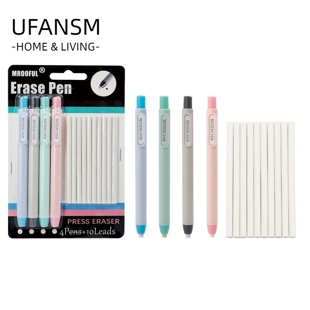 Bộ tẩy 14 chiếc UFASM, Macaron Push Type Pen Shape Eraser, Bền có thể thu vào với Refill Eraser Lead