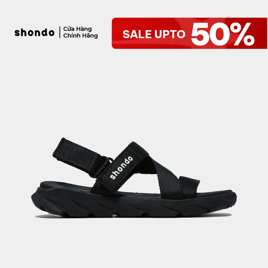 Giày Sandals Nam Nữ Unisex Êm Chân Shondo F6 Sport Đen Full F6S301