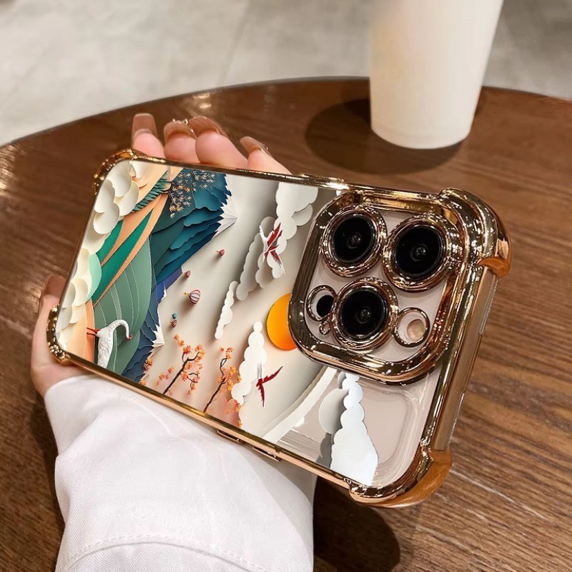 Mới Trung Quốc Mực Giấy Khắc Nghệ Thuật Ốp Lưng Điện Thoại Xiaomi Poco M6 M3 Pro M5S X6 X5 X3 Pro NF