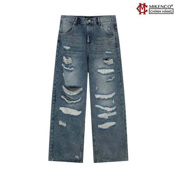 Quần jean unisex MIKENCO Fringe Distressed Baggy Jeans