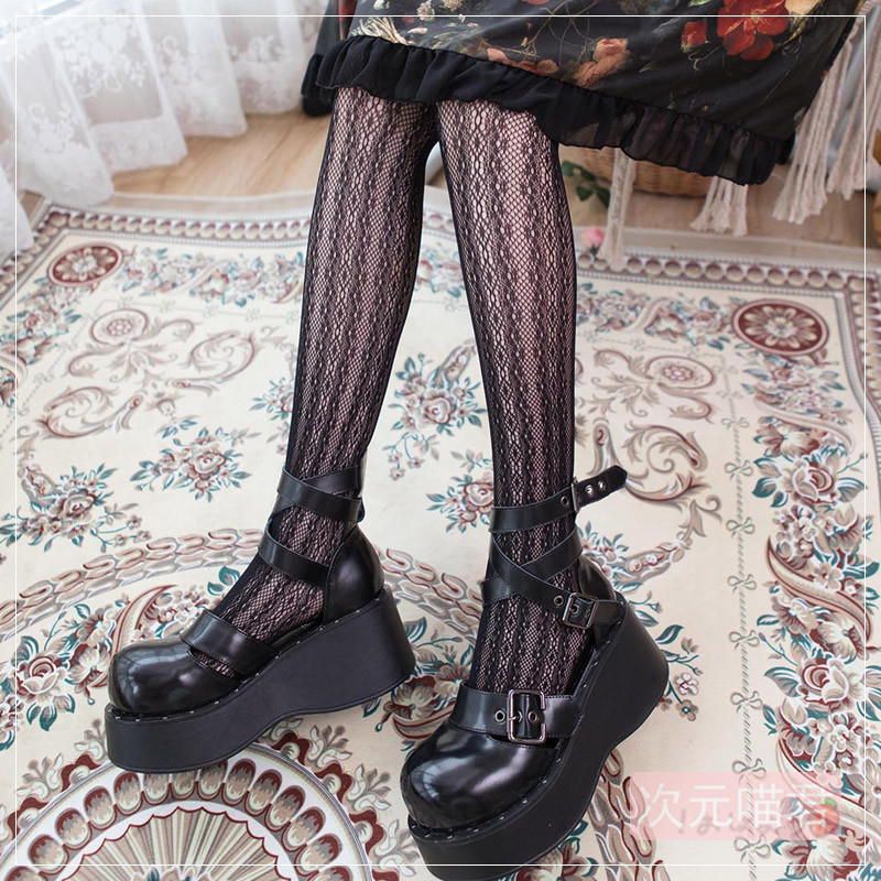 Punk Gothic Gothic Gothic Gothic Gothic Ren Rỗng Quần Shibuya Hơi Retro Đầm Đế Vớ Nữ