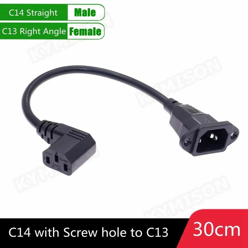 Ly IEC320 C14 đến C13 Dây nối dài, C14 có lỗ vít và C13 Ngắn, dài 30cm, H05VV-F 3G0,75mm