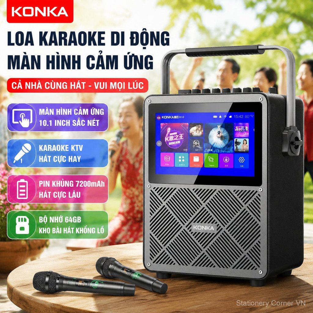 Loa karaoke Konka màn hình, hát karaoke gia đình, âm thanh sống động, bền đẹp dễ dùng