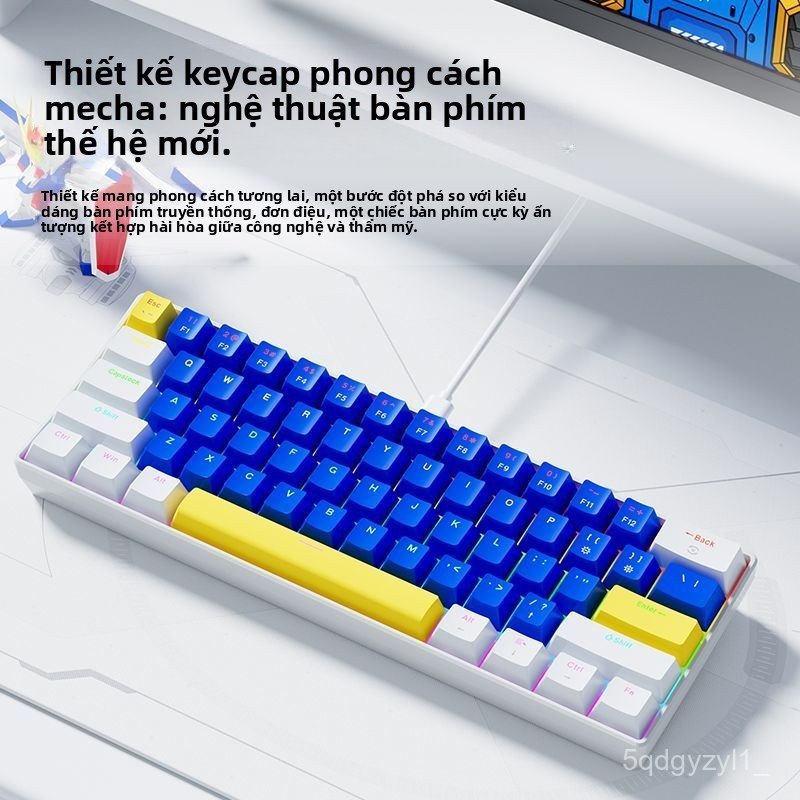 Bàn phím cơ K61 61 phím switch xanh đỏ, chơi game văn phòng, nhỏ gọn đẹp, kết nối USB