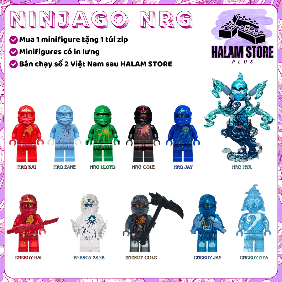 [HALAM STORE] Mô hình đồ chơi minifigures Ninjago NRG có bản trong suốt
