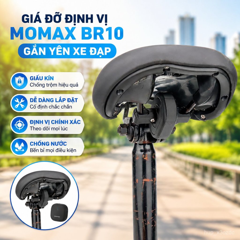 Giá đỡ điều chỉnh cho định vị MOMAX BR10 xe đạp, gắn dưới yên giấu kín chống trộm