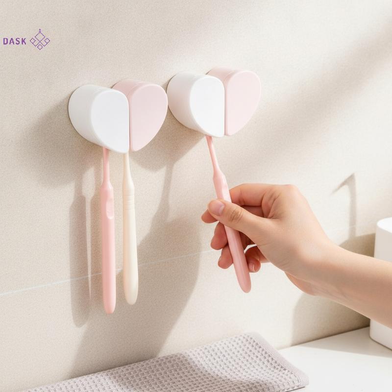 [DASK] Giá đỡ bàn chải đánh răng treo tường hình trái tim Không cần khoan Dễ dàng làm sạch Lưu trữ bàn chải đánh răng chống nước Ra để sử dụng hàng ngày