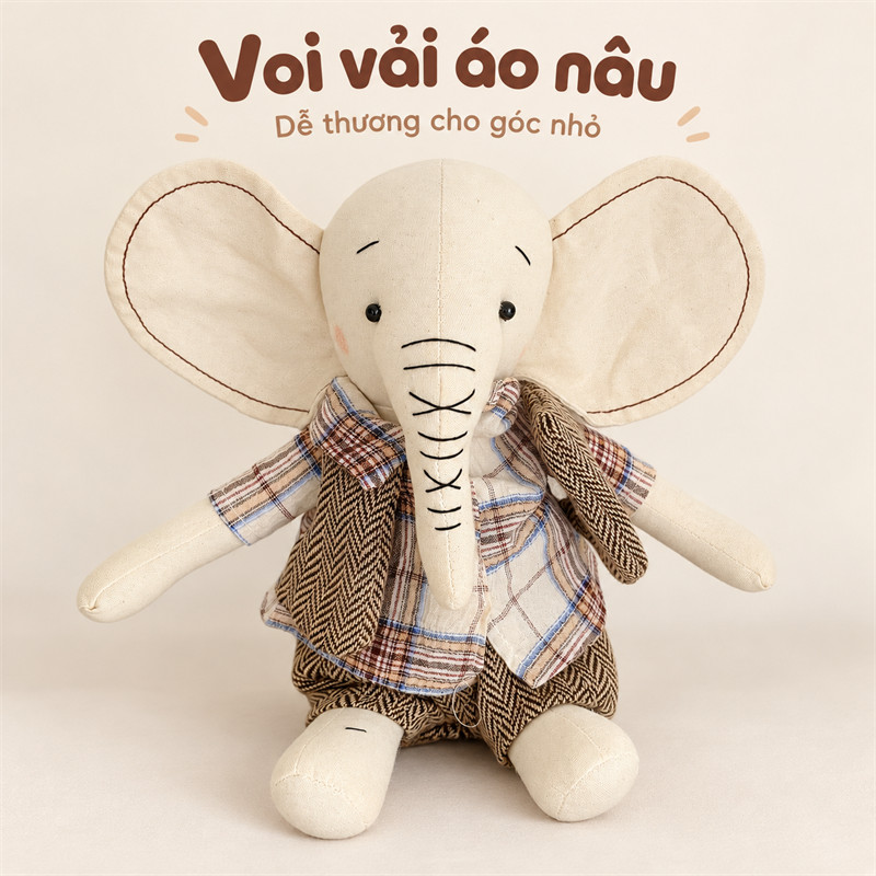 Phong cách Hàn Quốc mới dễ thương đáng yêu búp bê voi nhỏ đồ nội thất trẻ em vải trang trí bé làm dịu đồ trang trí búp bê thủ công