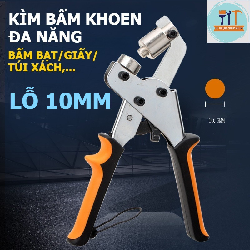 Bộ dụng cụ bấm khoen 10mm – Kìm bấm mắt cáo kèm 100 khoen bạt, khoen túi giấy