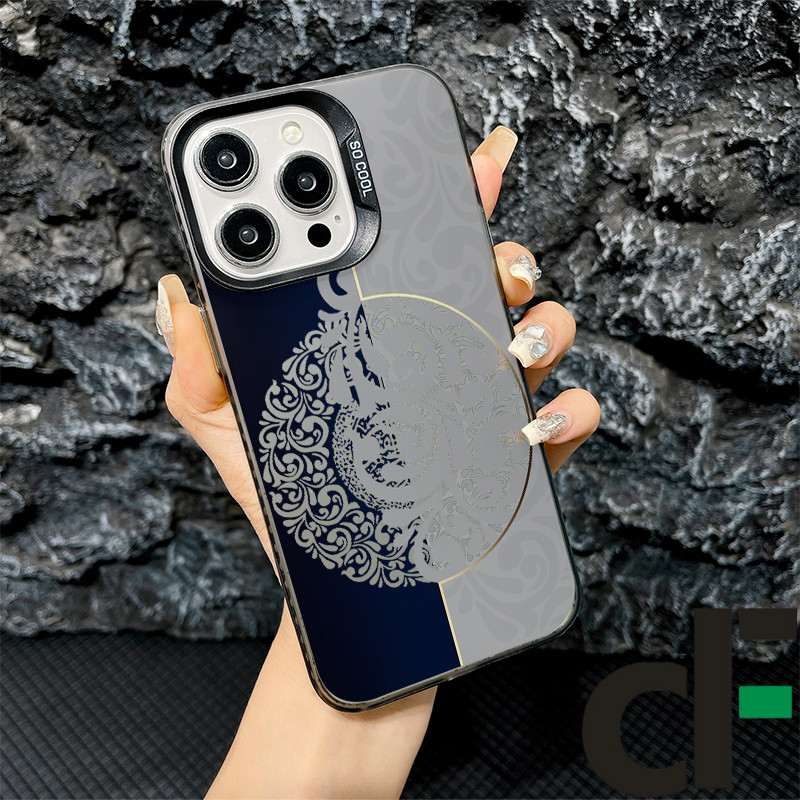 Ốp Lưng iPhone hoa văn trung quốc IMD Nhám Chống Sốc Bảo Vệ Camera - iP 11/12/13/14/15/16/17/Air/Plu