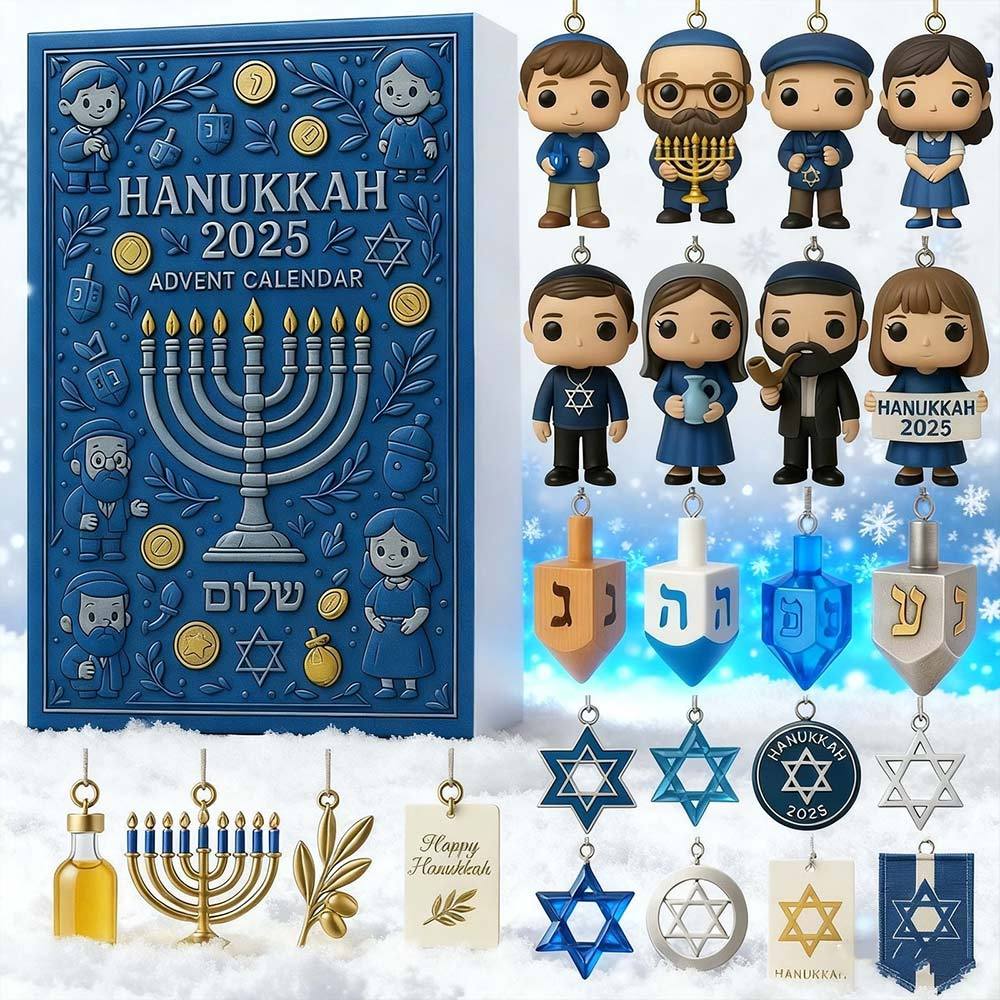 Hanukkah Advent Calendar 2025, 24-Day Christmas Countdown Calendar Ornaments
