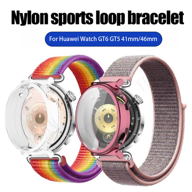 Dây đeo vòng Nylon có vỏ TPU cho Huawei Watch GT6 GT5 41mm / 46mm Vòng đeo tay thoáng khí Dây đeo đồ