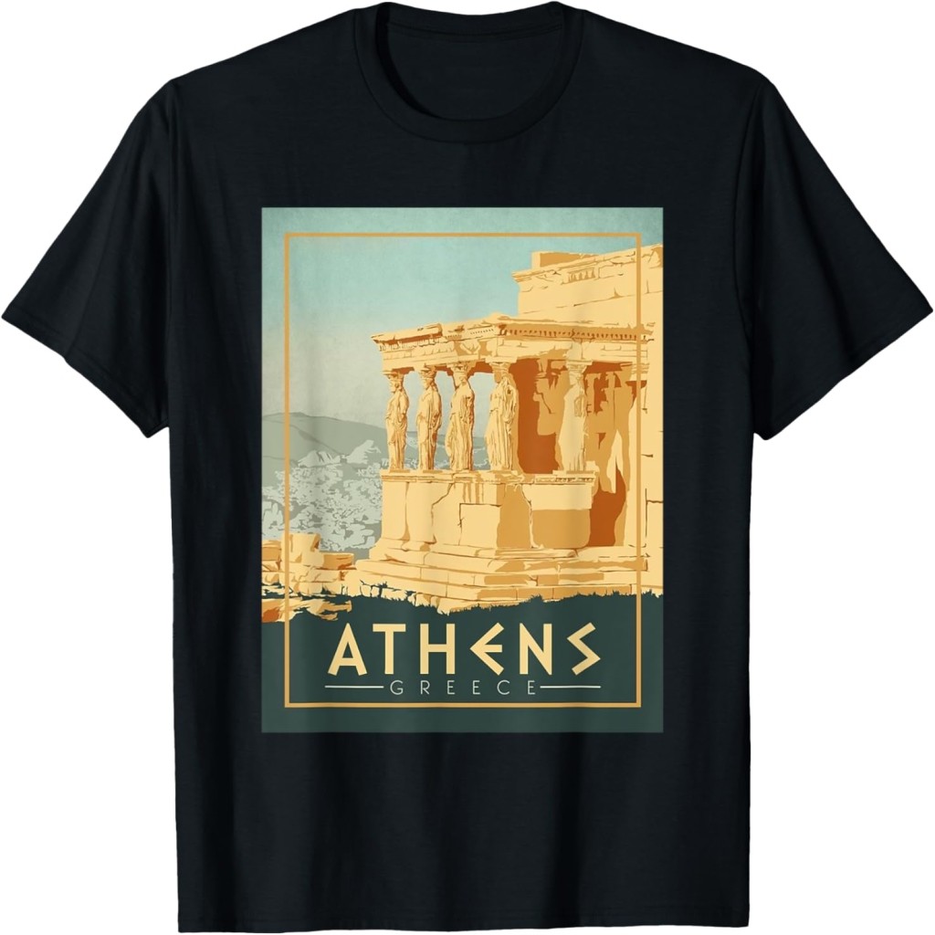 Áo thun Vintage Athens Ancient Temple Of Athena Greece Souvenir T-Shirt