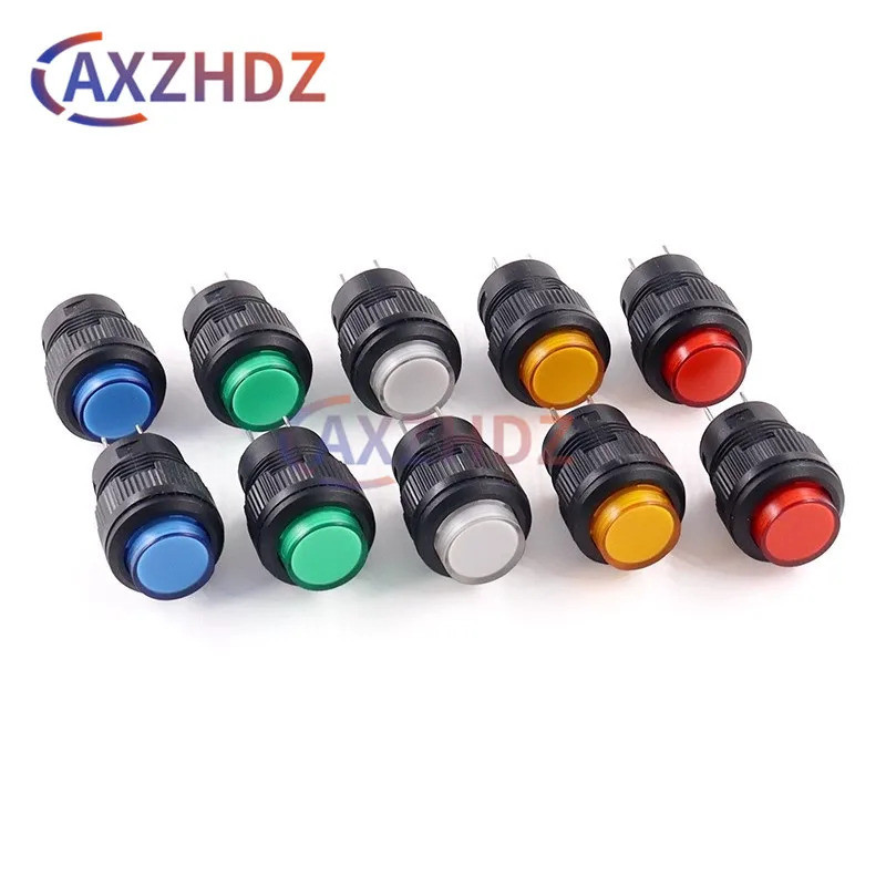 5 Chiếc 16MM R16-503 Tự Khóa Lưới / Nút Nhấn Tạm Thời Công Tắc Với Đèn LED 5 Màu 4Pin R16-503 / AD /