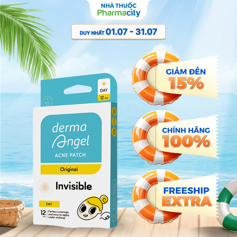 Miếng dán mụn ban ngày Derma Angel (12 miếng/hộp)