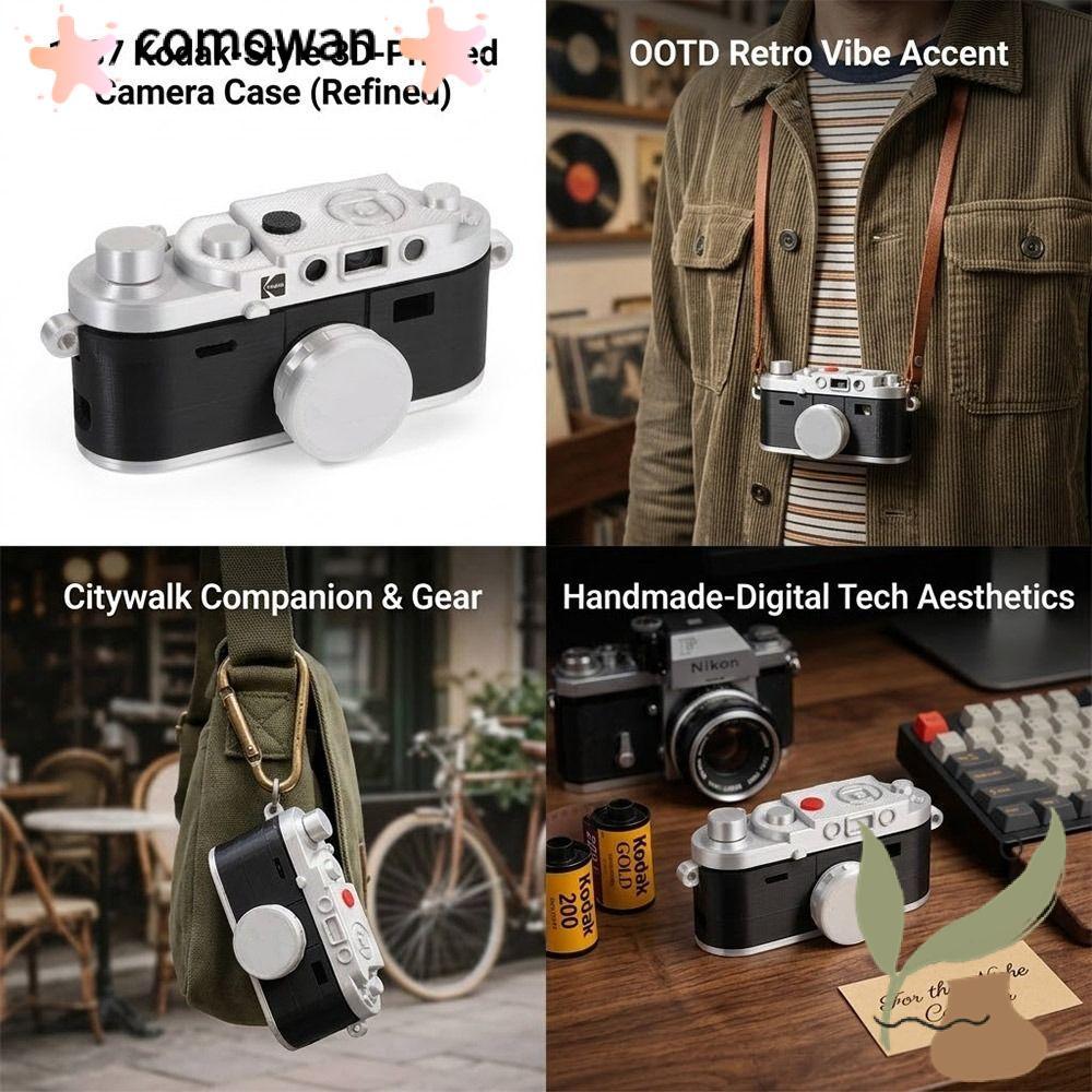 COMOWAN Móc Khóa Ngón Tay Cái Camera, Retro Niche Thiết Kế Bảo Vệ Camera Kỹ Thuật Số, In Hình Cá Tín