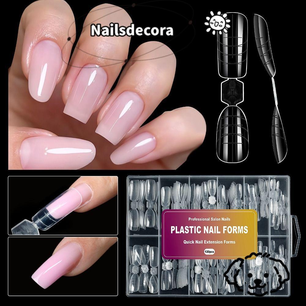 NAILS Dual Forms Nails Mold, Acrylic Nail System Full Cover Poly Nail Gel Extension Upper Molds, Top