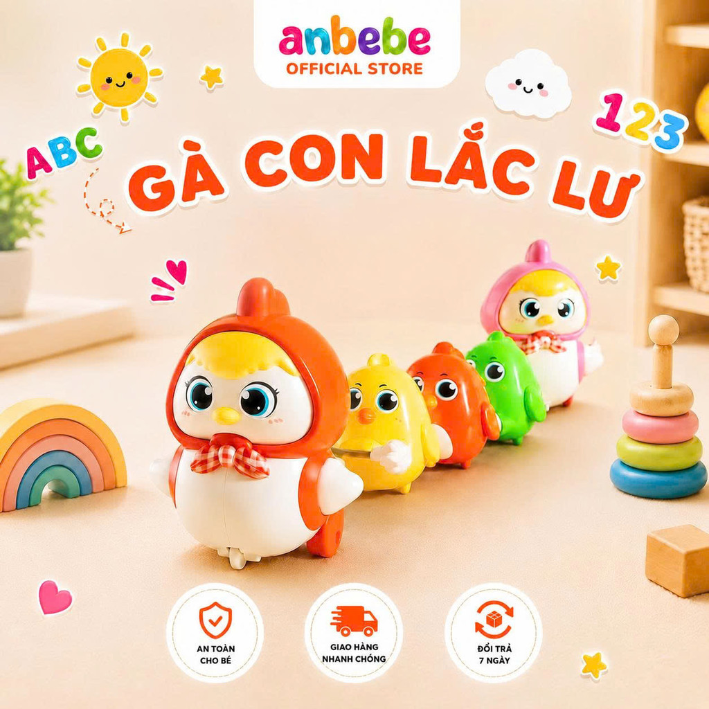 Gà Con Lắc Lư ANBEBE – Đồ Chơi Cho Bé 1-2 Tuổi Vận Động & Khám Phá Nhựa ABS An…