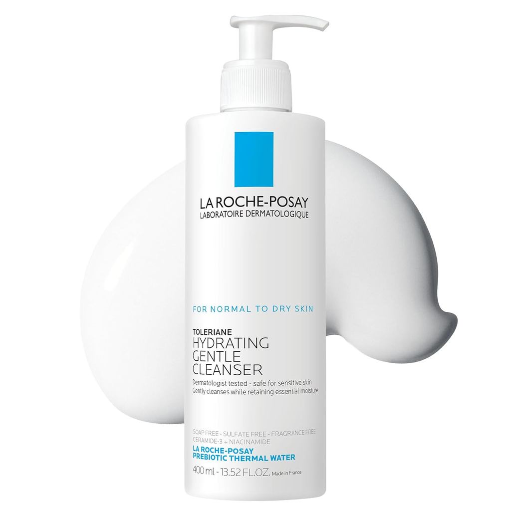 La Roche-Posay Toleriane Hydrating Gentle Face Cleanser, Hydrating Facial Cleanser With Niacinamide 