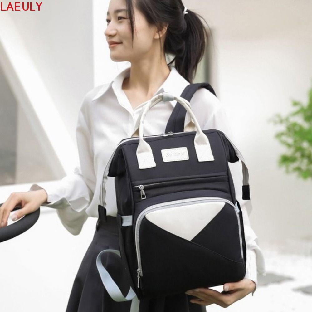 Ba lô túi đựng tã LAEULY, Túi đựng mẹ chống nước bằng Nylon, Túi cách nhiệt dung tích lớn đa chức nă