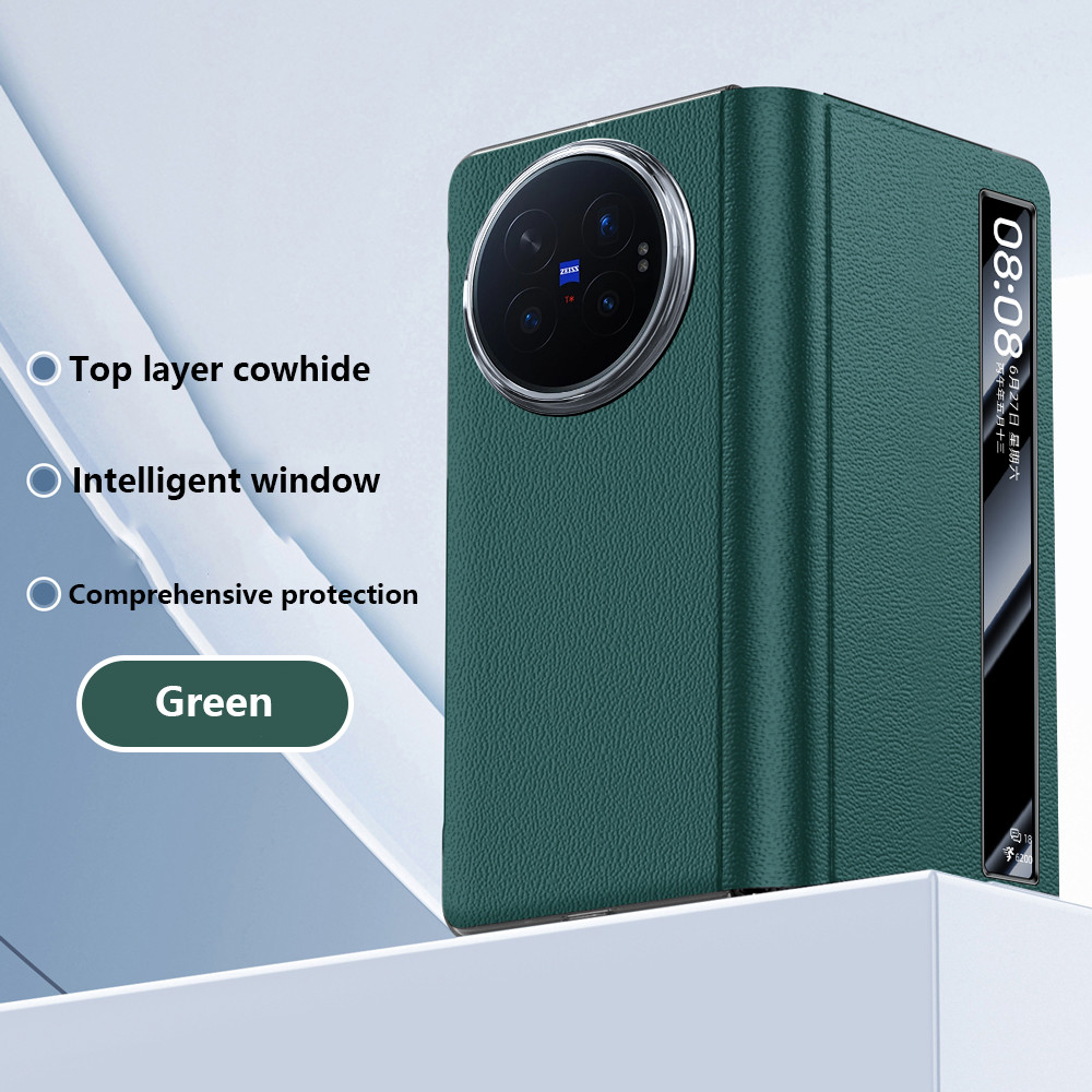 Ốp Điện Thoại Da PU Siêu Mỏng Cho VIVO X Fold6 Fold 6 FOLD6 5G Smart Touch View Window Bảo Vệ