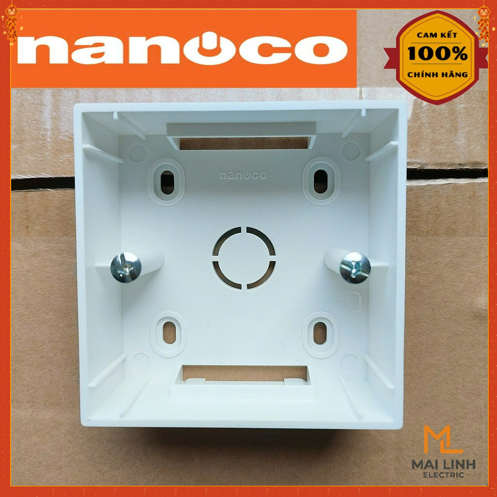 {Chính Hãng NANOCO} Đế Nổi Vuông Dùng Cho Mặt Vuông Chuẩn BS NN105 - KT: 86x86x35.2mm