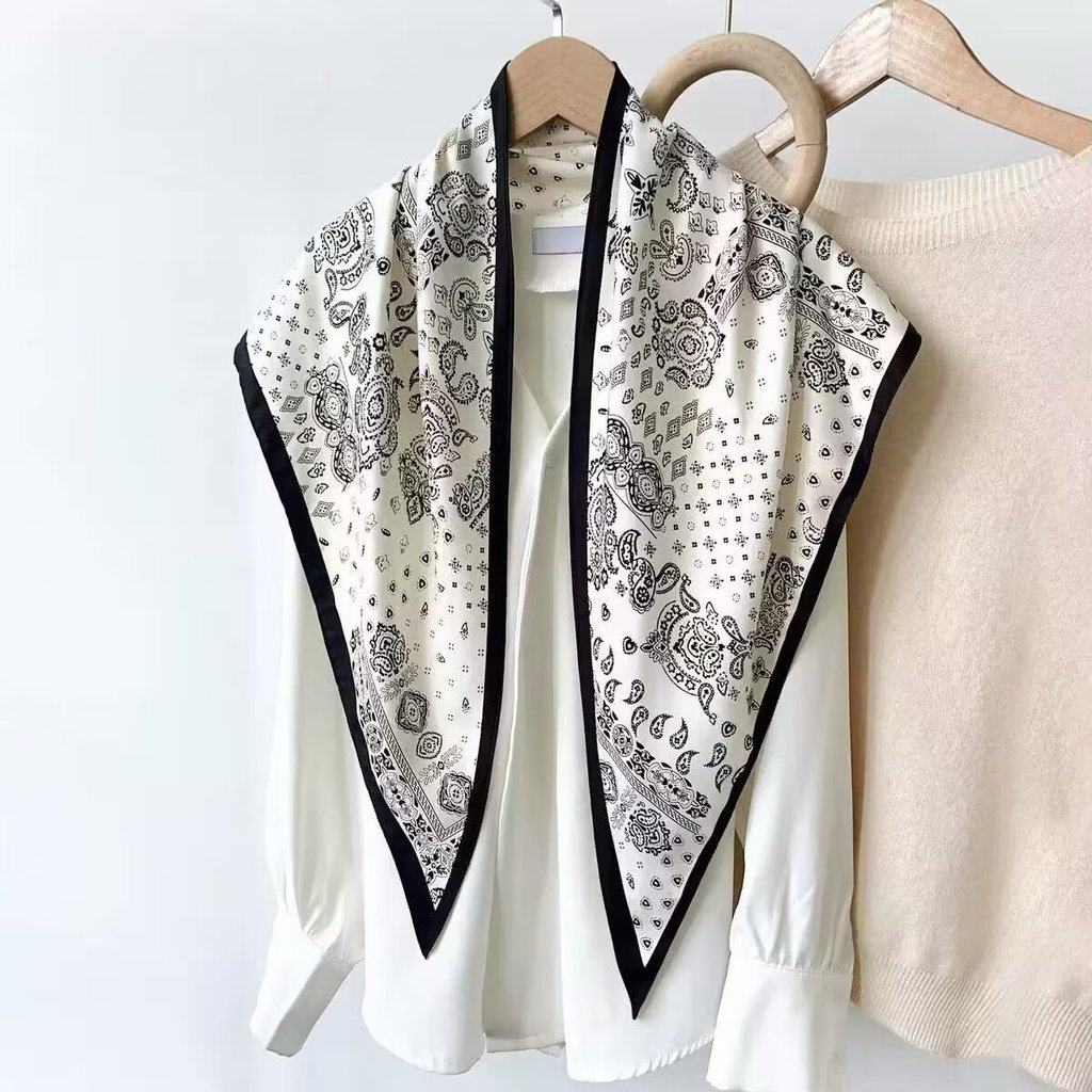 Preferred#2026New faux silk high-end fashion light luxury scarf, silk scarf, triangle scarf, shawl, 