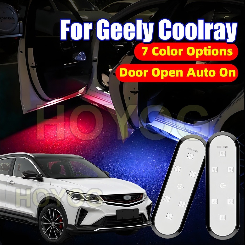 Phù hợp cho Geely Coolray 2019-2026 Đèn lịch sự cửa ô tô Đèn chào mừng Cảm biến từ tính USB Đèn cảnh