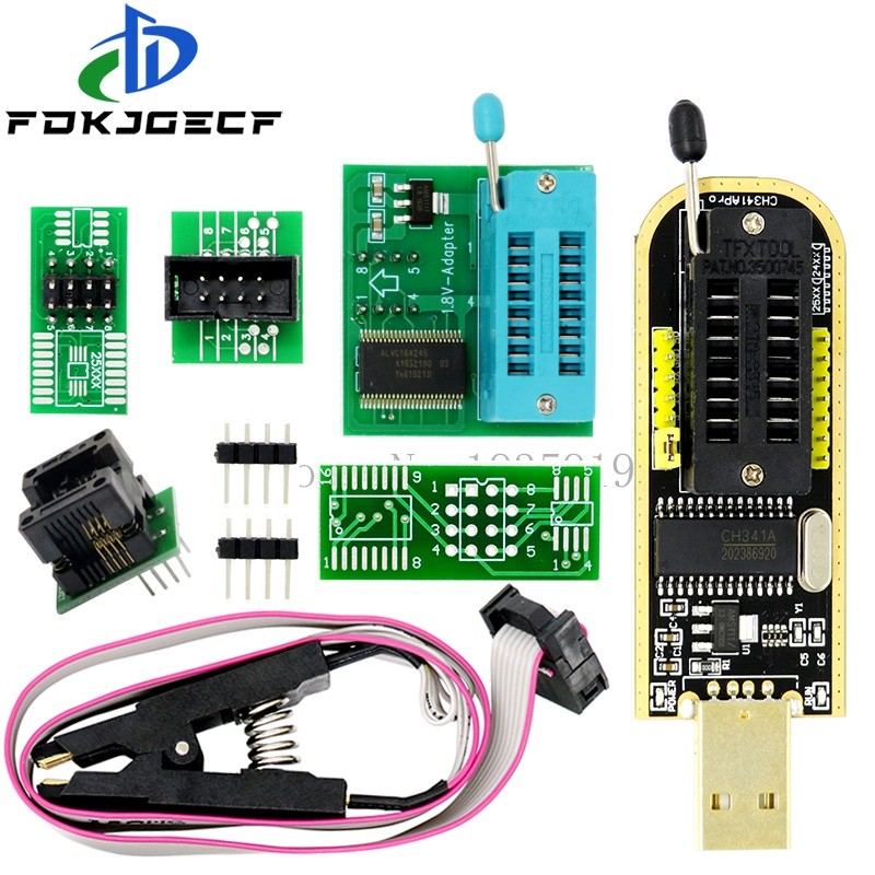 144 Bộ Chuyển Đổi Lập Trình CH341A + Bộ Chuyển Đổi SOIC8 + Kẹp SOP8 + adapter 1.8V CH341A EEPROM Fla