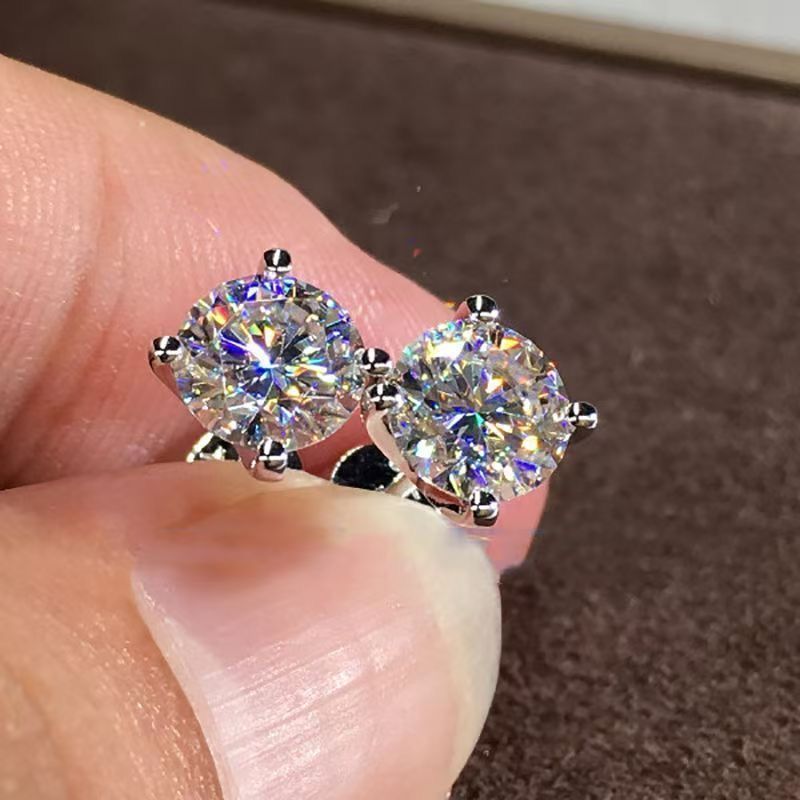 Moissanite Bông Tai Bông Tai Nữ Flash Kim Cương Moissanite Bông Tai Hợp Kim Titan Flash Moissanite B