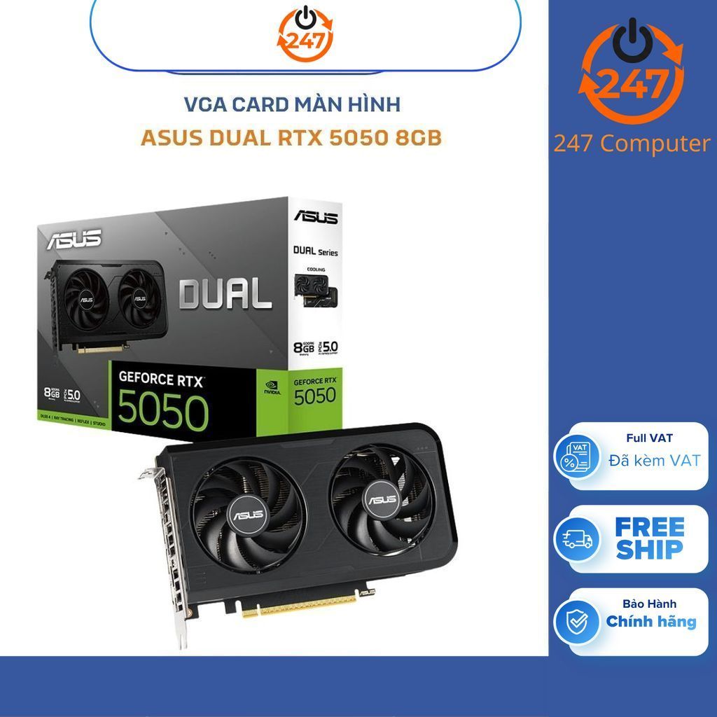 VGA CARD MÀN HÌNH ASUS DUAL RTX 5050 8GB (DUAL-RTX5050-O8G)