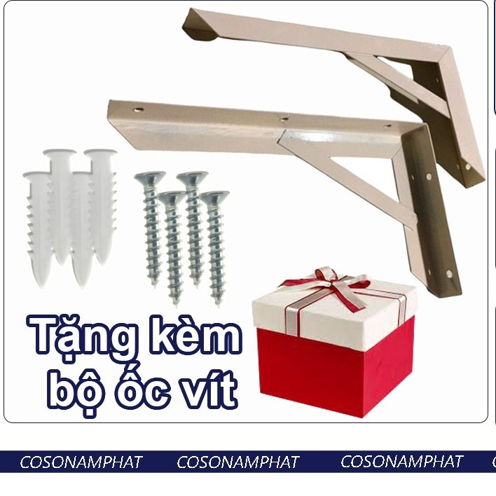 [Giá VAT] Cặp Eke Vàng bắt tường 50 CM Kệ, Ke Góc Vuông chữ L Nam Phát 50cm Vat