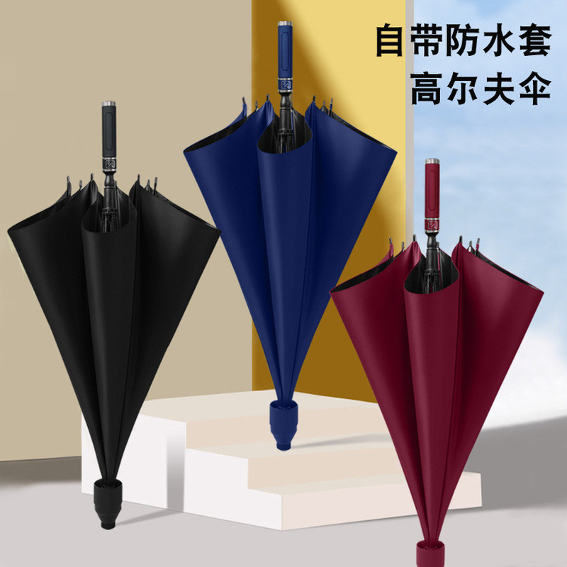 Thẳng Chống Thấm Nước Bao Ô Nam Nữ Đôi Tự Động Ô Tô Gia Cố Dài Tay Ô Nam Chống Gió Quá Khổ Golf Ô