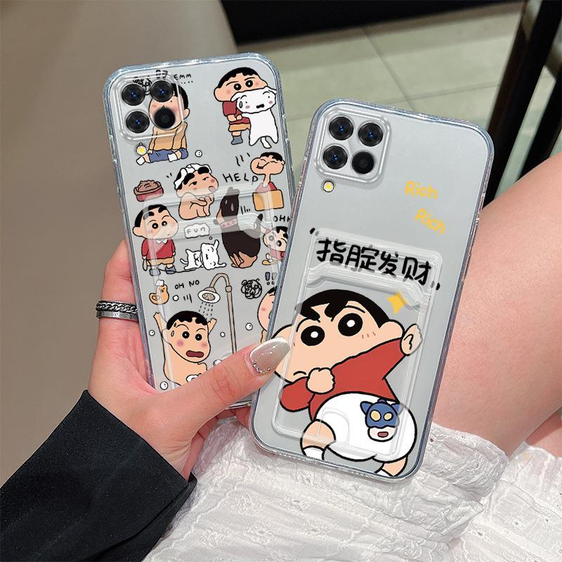Hộp Đựng Thẻ Cho Samsung Galaxy A12 M12 A22 M22 M32 4G 5G Crayon Shin-chan Trong Suốt