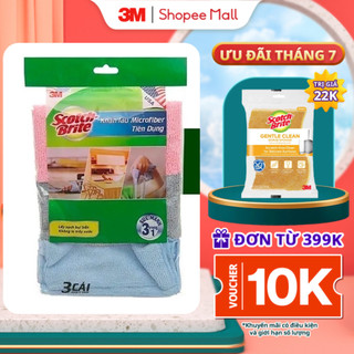 Combo 3 Khăn lau đa năng 3M™ Scotch-Brite®, không để lại bụi, 30x30cm, Giúp lau chùi nhanh và sạch trên nhiều bề mặt