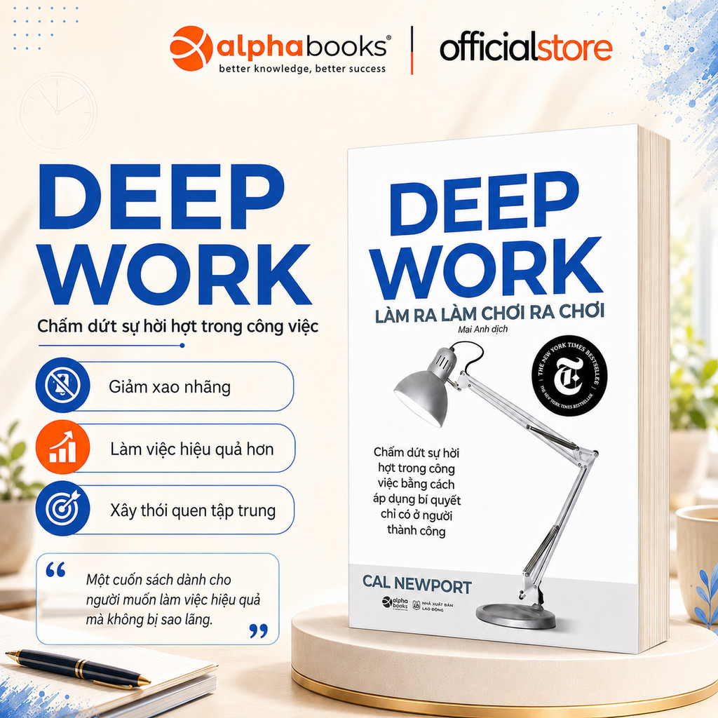 Sách: Deep Work - Làm ra làm chơi ra chơi - Bí quyết Làm Việc Sâu để thành công (Alpha Books)