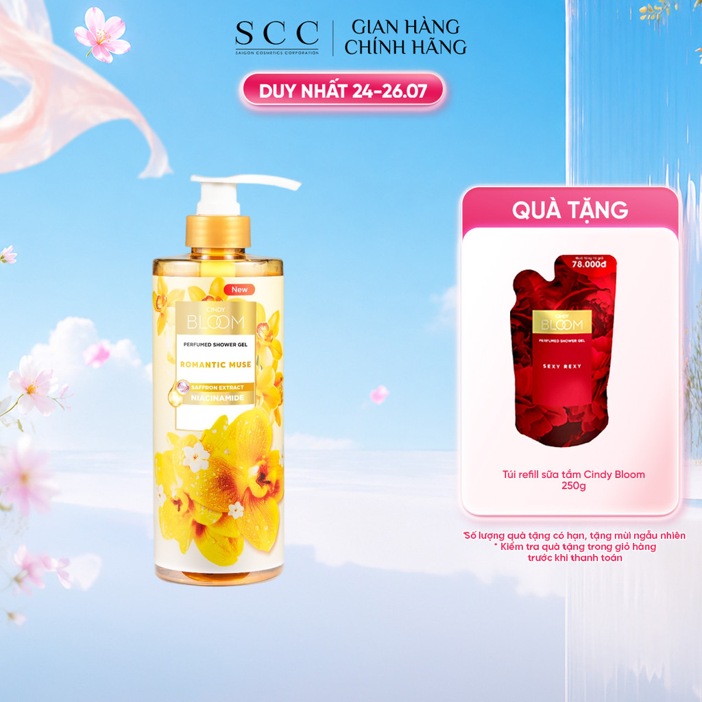 Sữa Tắm Nước Hoa CINDY BLOOM Romantic Muse Hương Quyến Rũ Lãng Mạn 640g/chai