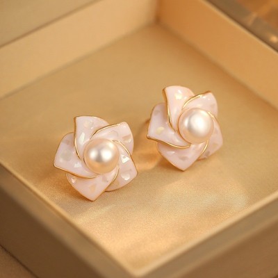 Pinkdudu Ngọc Trai Hoa Bông Tai Pháp Thanh Lịch Ánh Sáng Sang Trọng Dangles Đa Năng Văn Phòng Trang Sức Hàng Ngày Cho Nữ PD2594