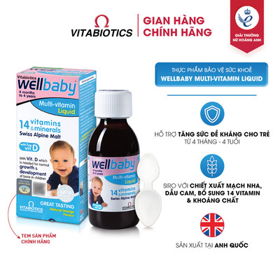 [Live] TPBVSK Vitabiotics WELLBABY (siro) bổ sung Vitamin A, D3, Sắt, Kẽm, hỗ trợ tăng tường Sức Khỏe Và Đề Kháng, 150ml
