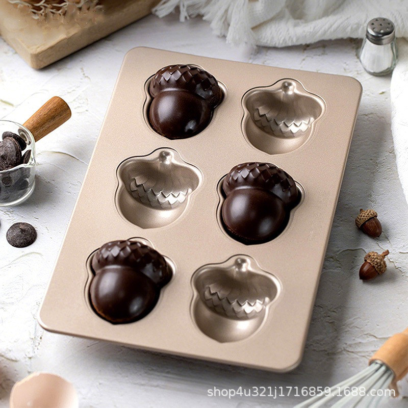 Hoạt Hình Mới Dễ Thương Acorn Khuôn Bánh Hazelnut Nut Madeleine Chảo Nướng Bánh Thép Chống Dính Lò N