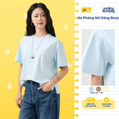 [BST The New T-Mate] Áo Phông Nữ Yody Boxy thun cổ rib co giãn năng động mềm mại WCTS26S008