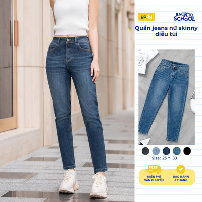 [DG 249] Quần jean nữ YODY dáng skiny ôm nhẹ, quần bò nữ co giãn cạp cao form dài TRA - QJN5056