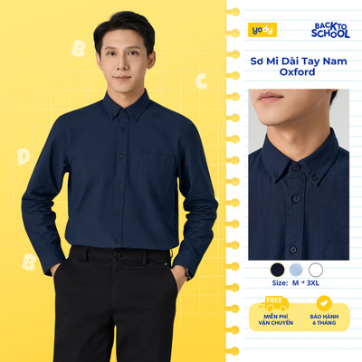 Áo sơ mi nam dài tay YODY có túi ngực mềm mại thoải mái cotton tự nhiên dáng regular fit SMM7086