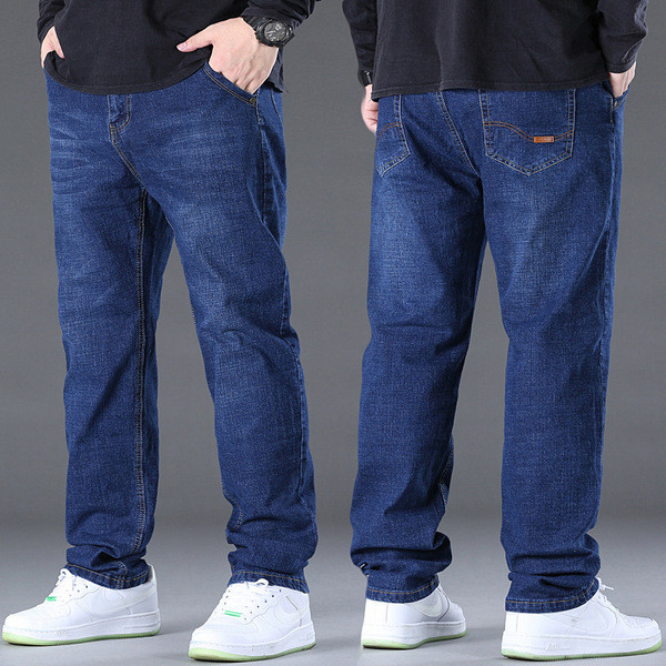 | men's street boy jeans | men's straight-leg jeans ♣Plus Fat Plus Size Co Giãn Quần Jean Nam Thẳng 