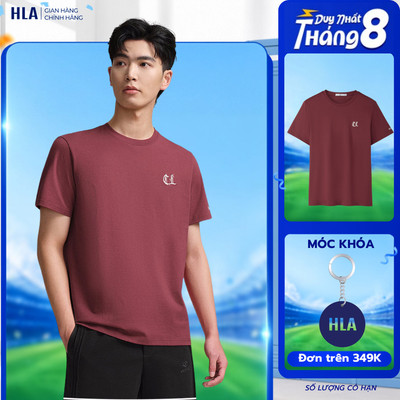 Áo Thun Nam HLA Màu Đỏ Đô Trẻ Trung - Cotton Thấm Hút Mồ Hôi, Co Giãn Thoải Mái, Bền Màu