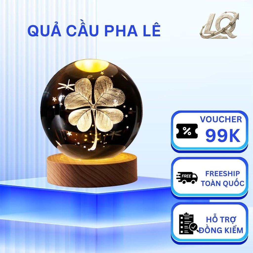 LQ- OOKAS Đèn Ngủ Quả Cầu Pha Lê led đa sắc tự động quả cầu đèn trang trí phòng ngủ quà tặng valenti
