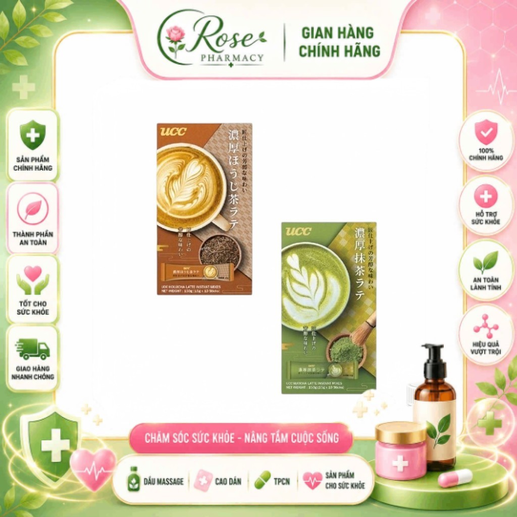 Bột Trà Latte UCC Nhật Bản 150g - Matcha Latte & Hojicha Latte Thơm Ngon, Dễ Pha