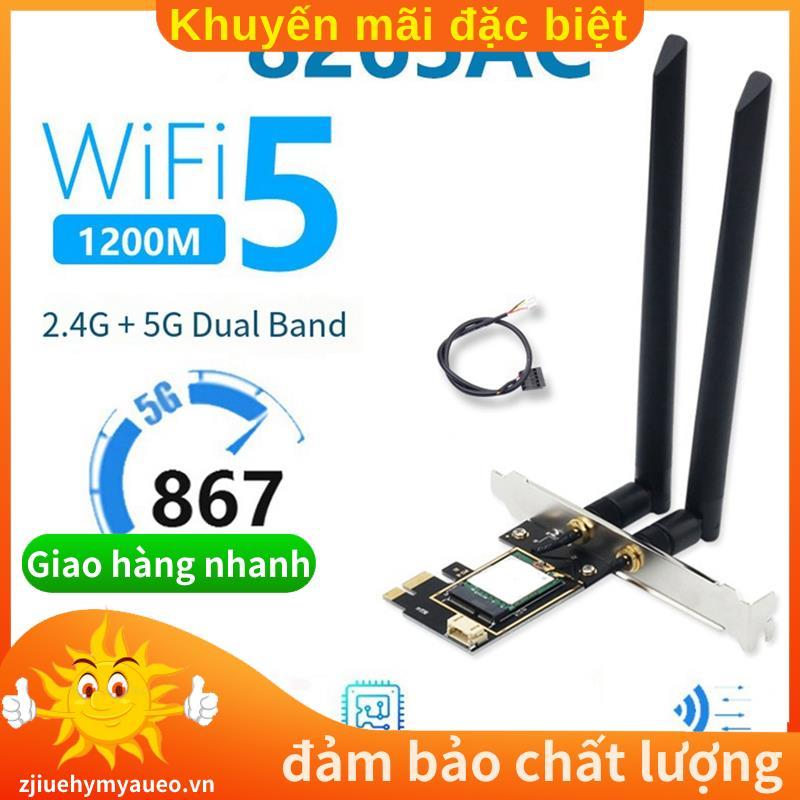 Máy tính để bàn cho Win7 / 8 / 10 / 11 Tương thích WiFi 5 PCI-E Bộ chuyển đổi thẻ mạng không dây 826