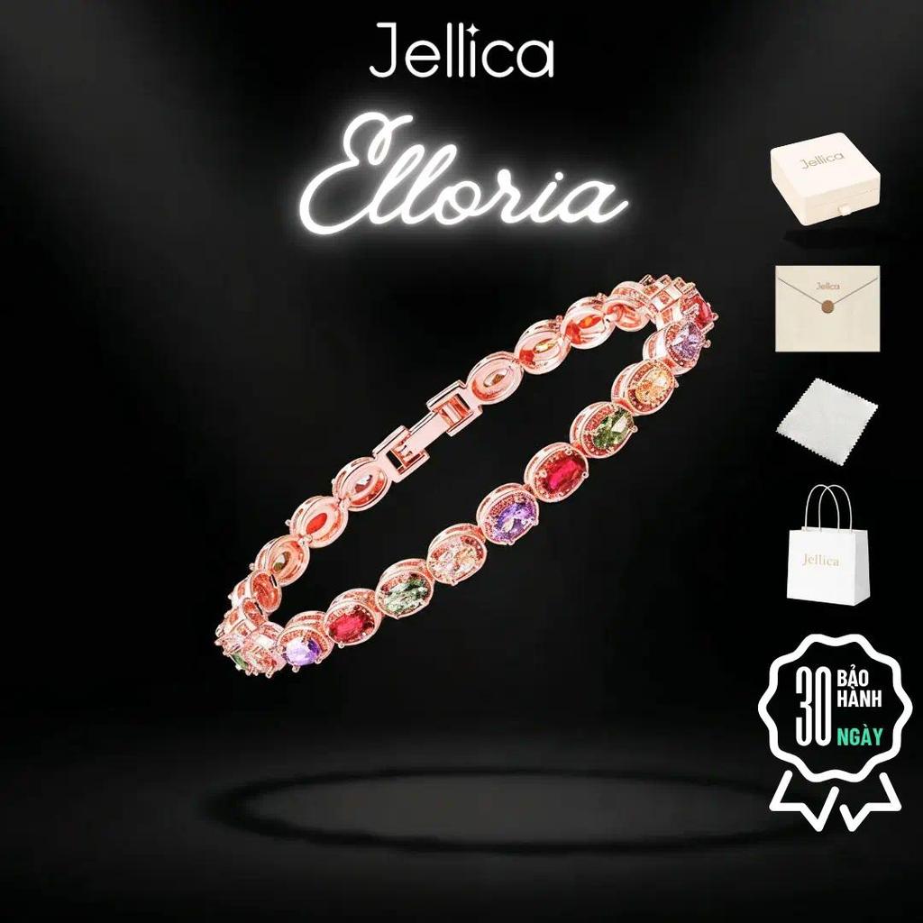 Jellica Élloria - Lắc Tay Nữ Đính Đá Cz Mạ Vàng Hồng 18K Cao Cấp, Vòng Tay Titan Nữ Đính Đá Zircon [