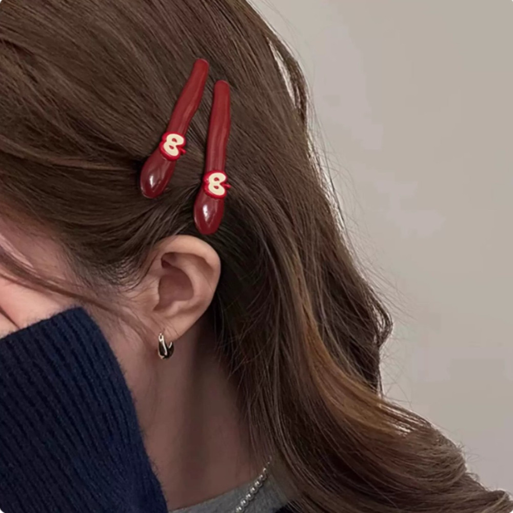 Trendy Apple Decor Alligator Clip Girls Side Hair Accessory Soft Vibe Casual Versatile Headdress Hai